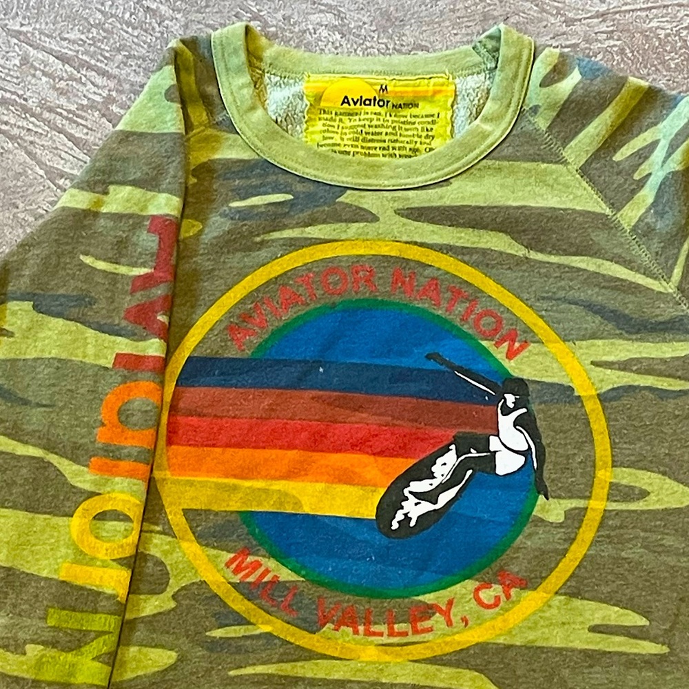aviator nation signature crew sweatshirt - Camo - Mill Valley- size M